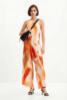 Abstracte jumpsuit halternek - ORANGE - XL