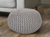 Luuk - pouf - hellgrau - 100% gerecycled katoen - Ø 45 cm