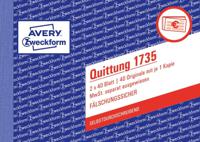 Avery-Zweckform 1735 Kwitantieformulier DIN A6 liggend Aantal paginas: 40 Wit 80 vellen - thumbnail