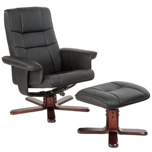 tectake TV Fauteuil - Relaxstoel met Kruk - Zwart