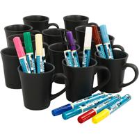 Creativ Company Groepsset zwarte mokken beschilderen, diverse kleuren, 36 stuk, 1 set