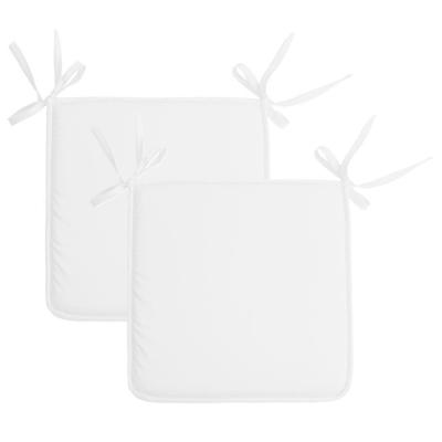 Stof Textile Home stoelkussens - 2x - wit - 38 x 38 x 3 cm - voor binnen - vierkant