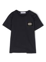 Dolce & Gabbana Kids t-shirt à plaque logo - Bleu