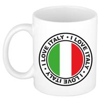 Cadeau koffiemok Italie - vlag - I love - 300 ml - keramiek - landen thema - support