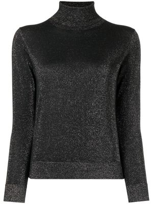 N.Peal cardigan en maille métallisée à col roulé - Noir