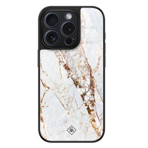 iPhone 15 Pro glazen hardcase - Marmer goud