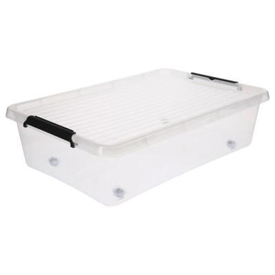 5Five opberg kist met deksel - Clip Box - 29 liter - 39 x 39 x 26 cm - kunststof - transparant
