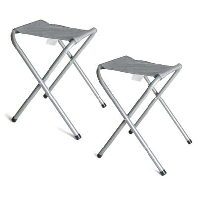 Opvouwbare stoel - 2x - grijs - kunststof/metaal - 35 x 38 cm - klapstoel camping