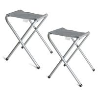Opvouwbare stoel - 2x - grijs - kunststof/metaal - 35 x 38 cm - klapstoel camping