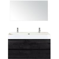 Maxx XL Badmeubelset 120 cm - Black Oak - Wastafel Kube Enkel 2 Kraangaten met Spiegel