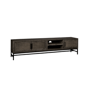 RENEW TV-meubel 'Carini' Hout en Webbing, 200cm, kleur Zwart