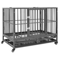 Hondenbench met wielen 92x62x76 cm staal