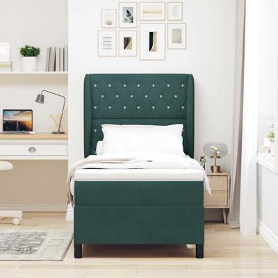Boxspringbed met matras fluweel donkergroen 90x190 cm