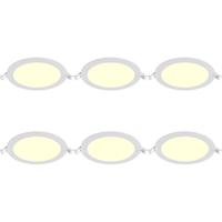 LED Downlight Inbouwspot Dimbaar 6 Stuks - Brinton Thin - 12W 1120lm 120° Bundelhoek - Warm Wit 3000K - IP40 - Rond - Wit - Ø170mm Buitenmaat - Ø150mm Zaagmaat