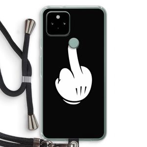 Middle finger black: Pixel 5 Transparant Hoesje met koord