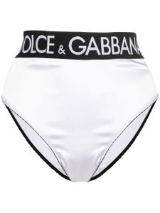 Dolce & Gabbana slip satiné à bande logo - Blanc