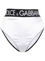 Dolce & Gabbana slip satiné à bande logo - Blanc