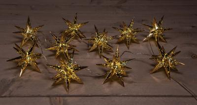 10Pcs Gold 3D Star 12 cm 10Led Warm White 1,5M - Annas collection