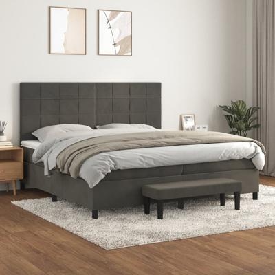 Boxspring met matras fluweel donkergrijs 200x200 cm