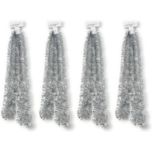 4x Zilveren kerstslingers 5 x 270 cm kerstboom versieringen