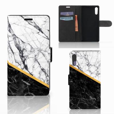 Sony Xperia XZ | Sony Xperia XZs | Bookcase | Marmer Wit Zwart - Origineel Cadeau Man