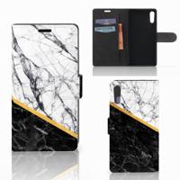 Sony Xperia XZ | Sony Xperia XZs | Bookcase | Marmer Wit Zwart - Origineel Cadeau Man