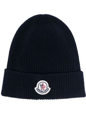 Moncler bonnet à patch logo - Bleu