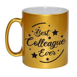 Best colleague ever gouden koffiemok / theebeker collega afscheidscadeau pensioen 330 ml   -