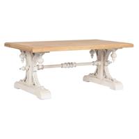 Hoofdtafel Home ESPRIT Wit Natuurlijk Sparrenhout Hout MDF 110 x 65 x 46 cm
