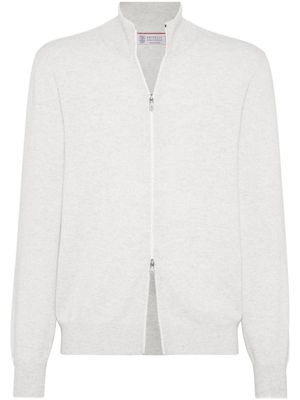 Brunello Cucinelli manteau en cachemire à col montant - Blanc