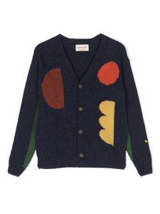 Bobo Choses cardigan en maille intarsia - Bleu