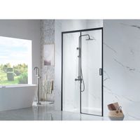 Douchedeur SaniClear Slide Black | 130x200 cm | 1 Schuifdeur | Helder glas | Zwart mat beslag