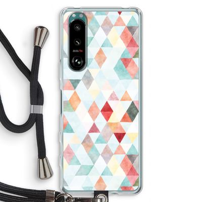 Gekleurde driehoekjes pastel: Sony Xperia 5 III Transparant Hoesje met koord