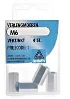 Verlengmoer m6 verz 4st - Deltafix