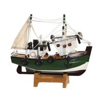 Vissersboot schaalmodel - Hout - 16 x 5 x 15 cm - Maritieme boten decoraties voor binnen
