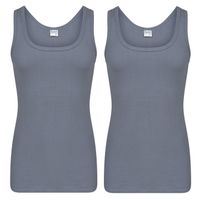 Set van 4x stuks Beeren heren hemd/singlet donker grijs 100% katoen, maat: 2XL