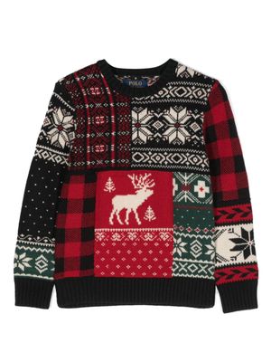 POLO RALPH LAUREN KIDS pull à design patchwork - Bleu