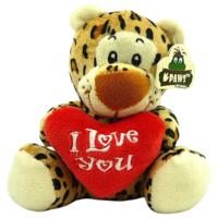 Heunec Pluche luipaard - I Love You knuffel - bruin - 14 cm - Valentijn/Moederdag/Vaderdag Heunec Pluche luipaard - I Love You knuffel - bruin - 14 cm - Valentijn/Moederdag/Vaderdag