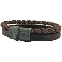 JOSH 09264-BRA-VB-BR Armband double leder bruin-vintage zwart 16 mm