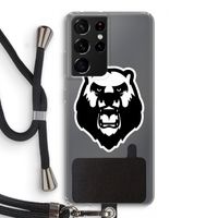 Angry Bear (white): Samsung Galaxy S21 Ultra Transparant Hoesje met koord