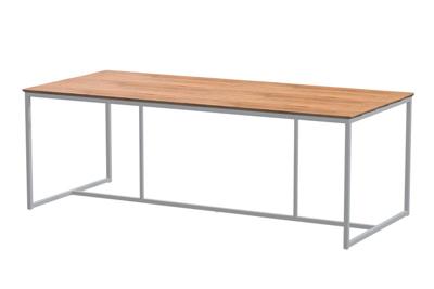 Quatro Tafelframe Frost Grey met Teak Tafelblad 220 x 95 cm - 4so