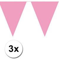 3x Vlaggenlijn baby roze 10 meter