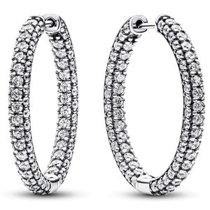 Pandora 293016C01 Oorringen Timeless Pave Single-row zilver-zirconia wit