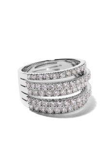 DE BEERS anneau DB Classic Five Line en or blanc 18ct pavé de diamants - Argent