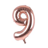 Cijfer Ballon '9' Rosé (100CM)