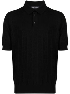 Dolce & Gabbana polo en soie à logo en jacquard - Noir