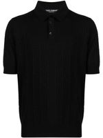 Dolce & Gabbana polo en soie à logo en jacquard - Noir