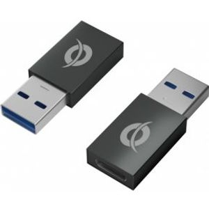 Conceptronic DONN10G tussenstuk voor kabels USB A USB C Zwart