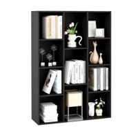 Boekenkast met 11 Vakken Boekenkast Kantoorrek Cube Rek 74 x 24 x 106 cm Zwart