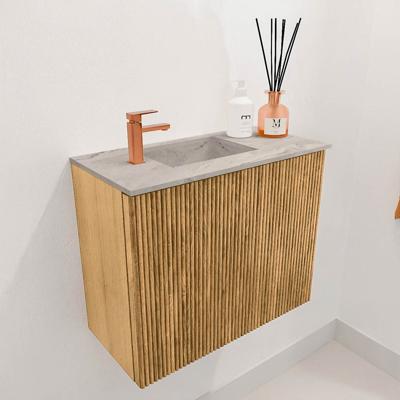Toiletmeubel Mondiaz Joya Dlux | 50 cm | Meubelkleur Oak | Faye wastafel Glace Wasbak Links | 1 kraangat